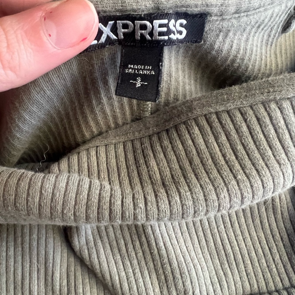 Express Olive Ribbed Mini Dress - Picture 3 of 3